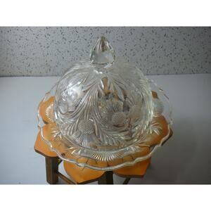 Vintage Mosser Inverted Thistle Round Butter/Cheese Dish